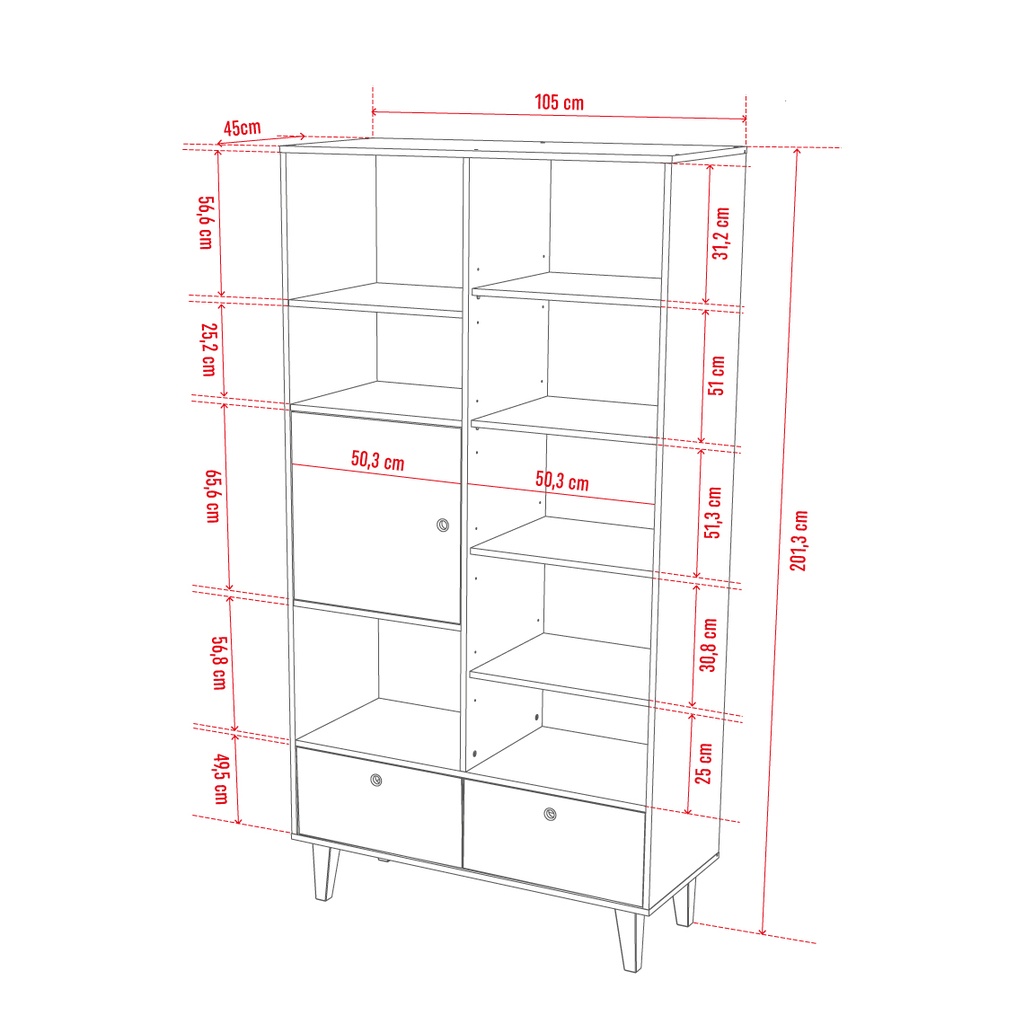 bibliothèque large Concept by VOX II blanc/blanc/graphite/gris/chêne