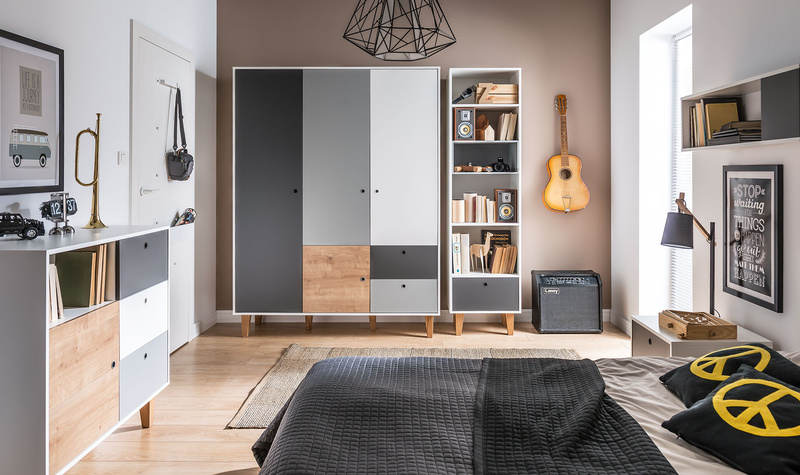 Commode Concept by VOX II blanc/blanc/graphite/gris/chêne