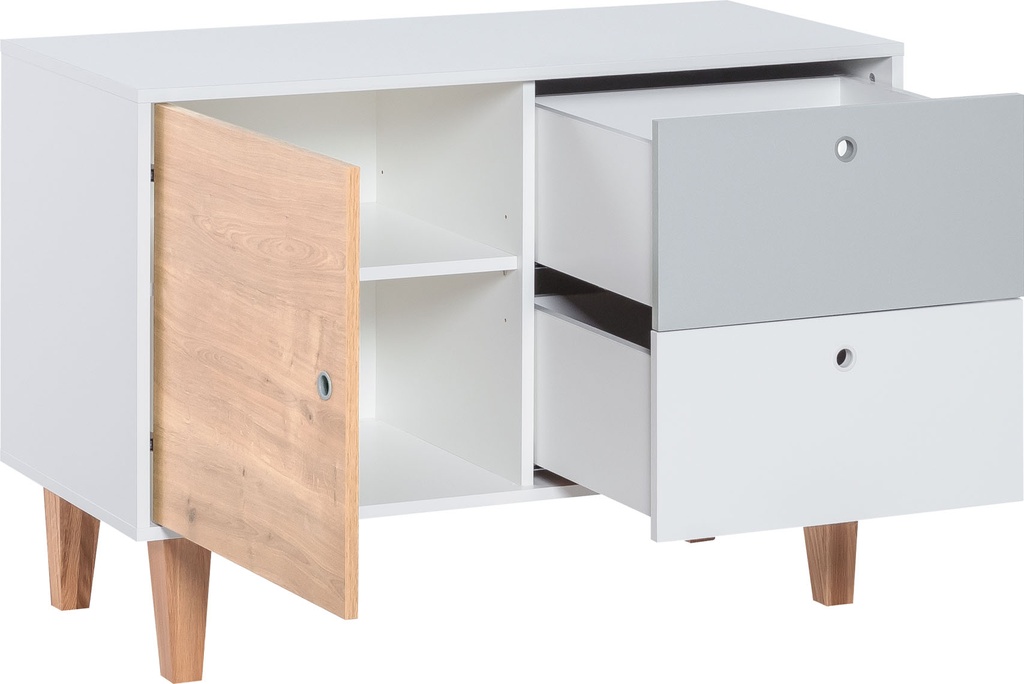 Commode faible Concept by VOX II blanc/blanc/gris/chêne