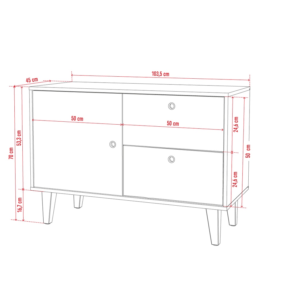 Commode faible Concept by VOX II blanc/blanc/gris/chêne