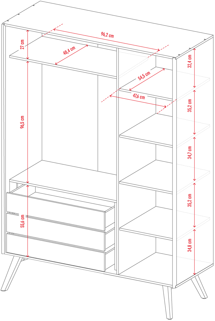 Armoire 3-p Nature by VOX chêne/blanc/ chêne