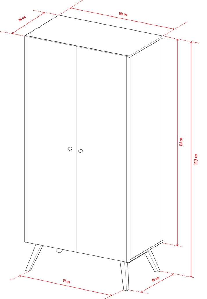 Armoire 2-p Nature by VOX chêne/blanc/ chêne