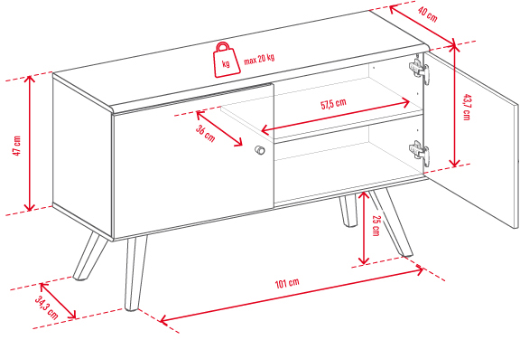 Commode 2-d Nature by VOX chêne/blanc/ chêne