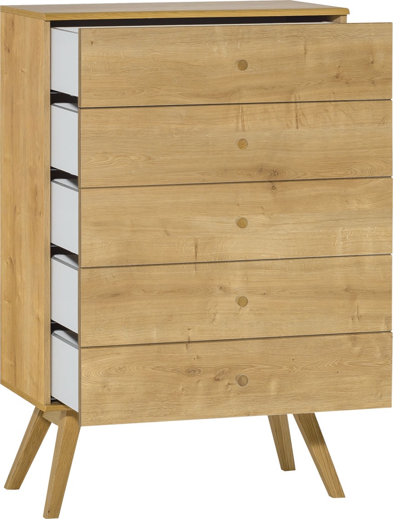 Commode avec tiroirs étroit Nature by VOX chêne/blanc/ chêne