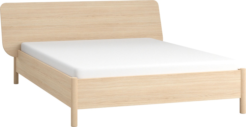 Lit avec appui-tête large avec sommier 160x200 OMM II chêne clair