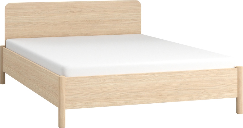 Lit avec appui-tête droit avec sommier 160x200 OMM II chêne clair