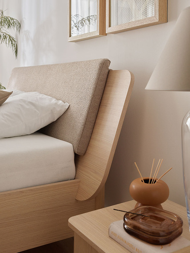 Lit avec appui-tête large avec sommier 140x200 OMM II chêne clair