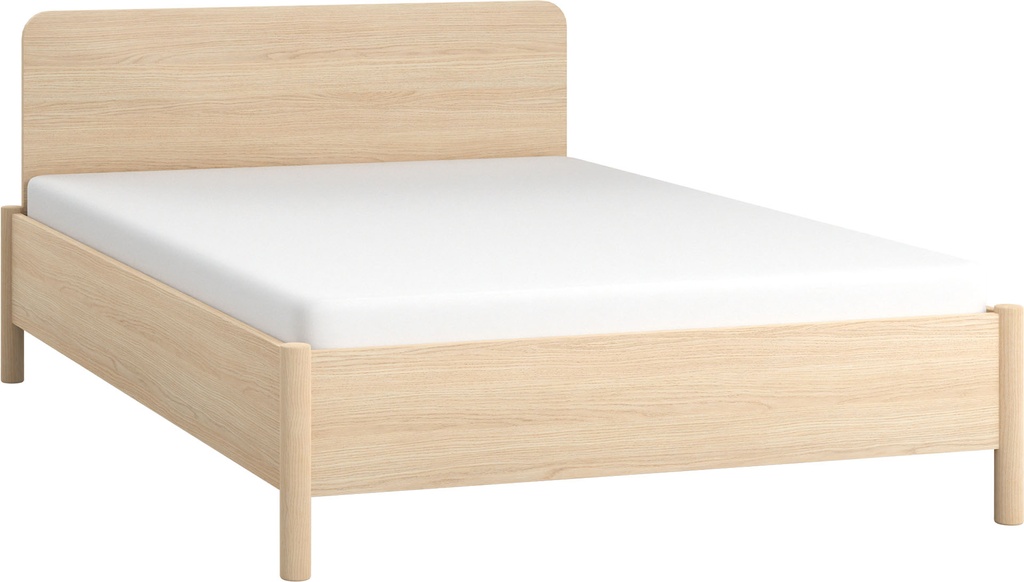 Lit avec appui-tête droit avec sommier 140x200 OMM II chêne clair