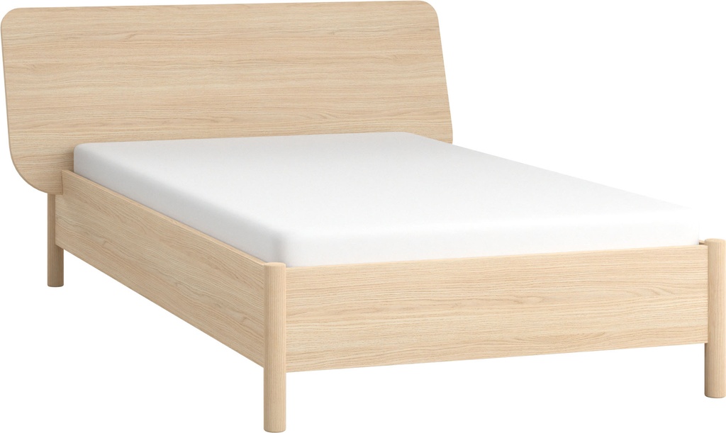 Lit avec appui-tête large avec sommier 120x200 OMM II chêne clair