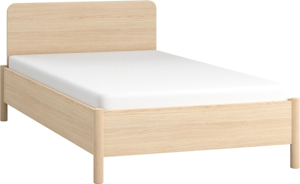 Lit avec appui-tête droit avec sommier 120x200 OMM II chêne clair