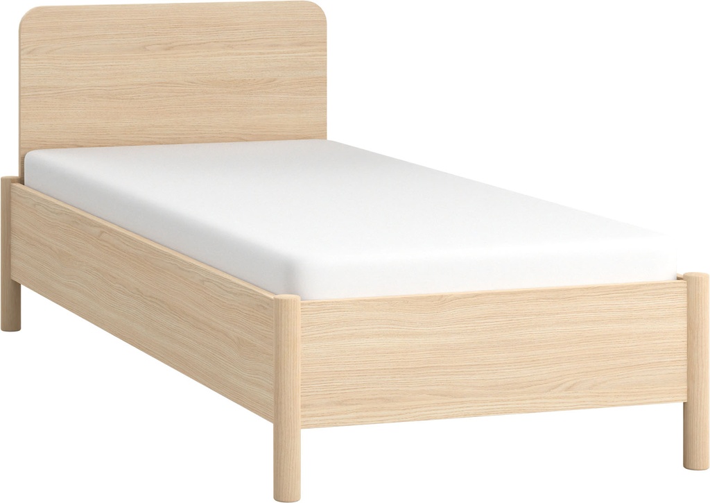 Lit avec appui-tête droit avec sommier 90x200 OMM II chêne clair
