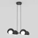 suspension en métal noir 4 coupoles avec ampoules