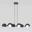 suspension en métal noir 6 coupoles avec ampoules