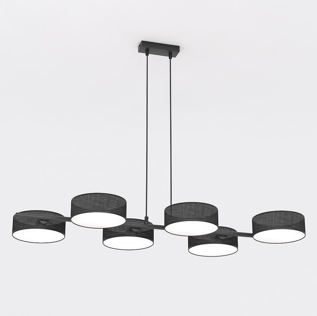 suspension composée de 6 abat-jours noirs en tissu