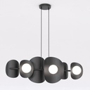 suspension géométrique en métal noir 6 ampoules cernées de coupoles