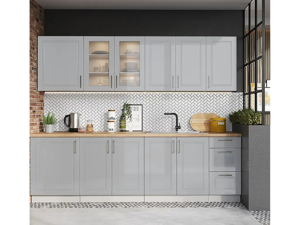 Cuisine moderne grise Natalia - 260 cm