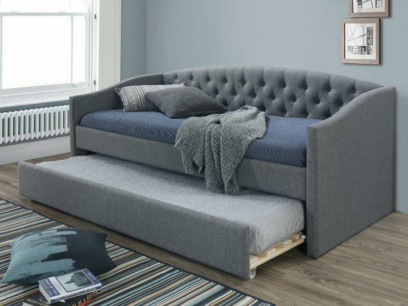 Lit gigogne convertible design Alessia 90x200 avec banquette capitonnée 