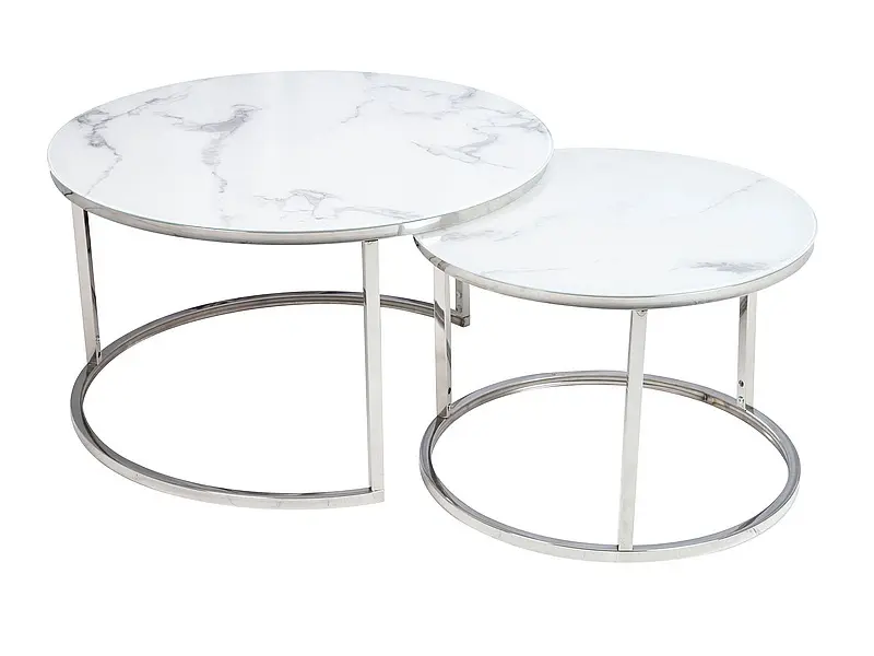 Tables basses Atlanta B - tables gigognes design avec plateau en verre effet marbre