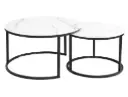 Tables basses Atlanta C - tables gigognes design avec plateau en verre effet marbre blanc et piètement noir mat