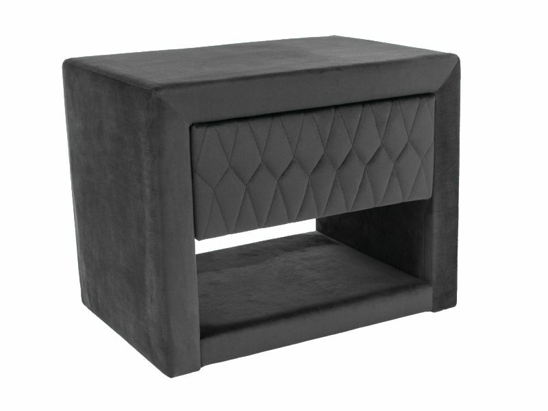 Table de chevet Azurro en velours avec tiroir 