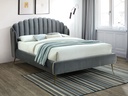 Lit double Calabria 160x200 en velours gris avec sommier à lattes