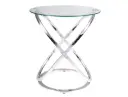 Table basse d'appoint design Eos C en métal chromé et verre trempé