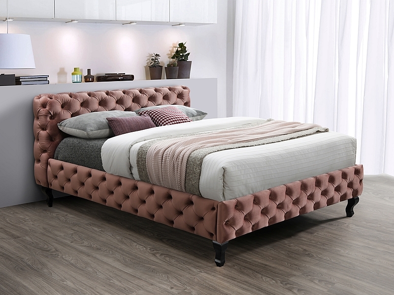Lit Herrera 160x200 en velours capitonné style classique chic