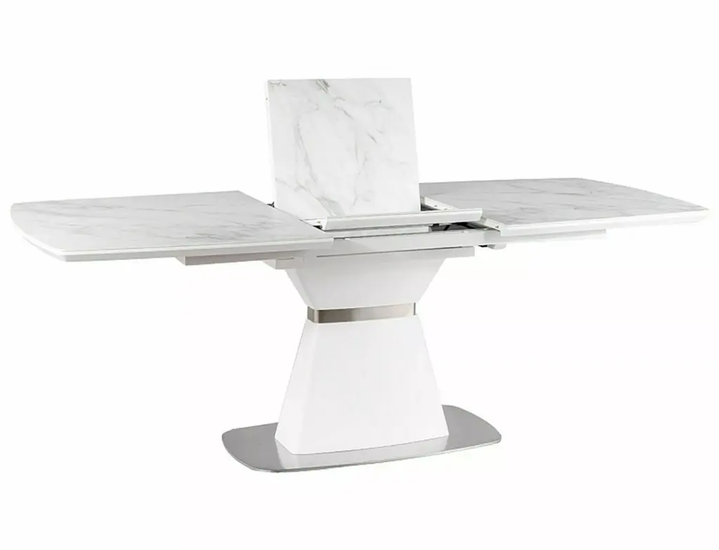 Table à manger extensible 10 personnes Saturn II en céramique, MDF et acier brossé