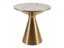 Table basse design ronde Aries en céramique et métal brossé