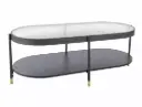 Table basse ovale Laguna B d'inspiration rétro en verre strié et métal noir