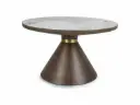 Table basse Napa A à plateau rond large en céramique et piètement métal imitation bois