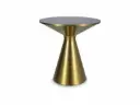 Table basse ronde Seti en métal brossé doré et verre trempé noir