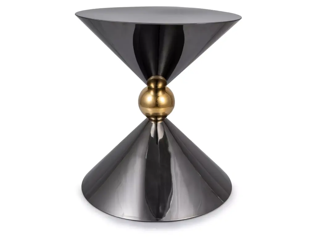 Table basse sculpturale Mira en acier inoxydable