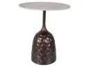 Table d’appoint ronde Mutti en céramique imitation marbre et métal martelé
