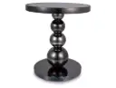 Table basse ronde Rima sur pied à sphères en acier noir brillant