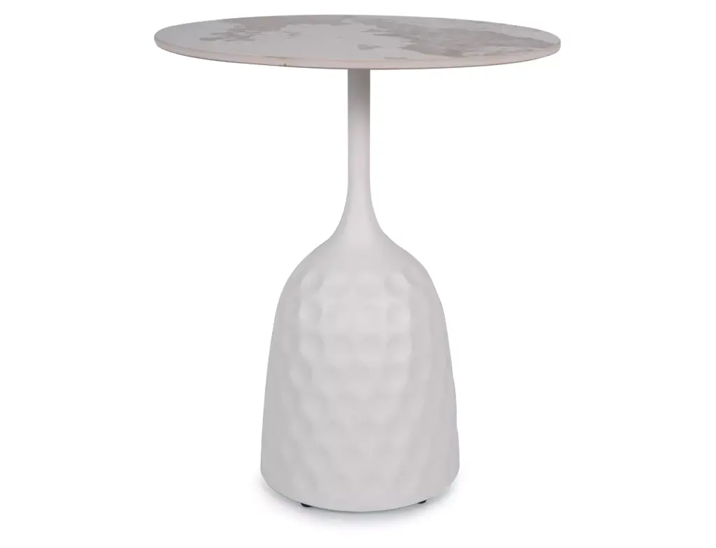 Table basse contemporaine Salo A en métal blanc et céramique