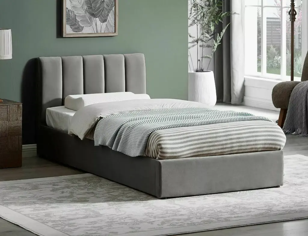 Lit coffre 90x200 contemporain Montreal en velours