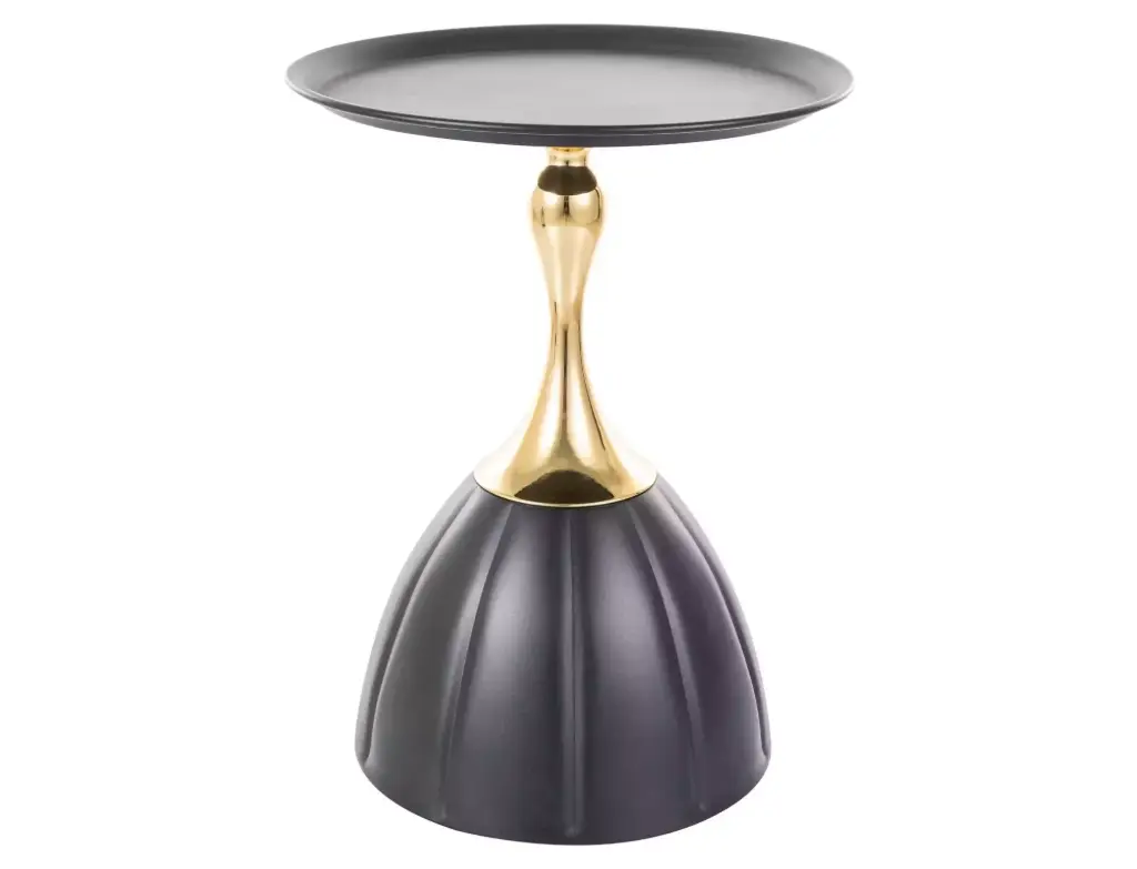Table d'appoint ronde Piana en métal avec col doré