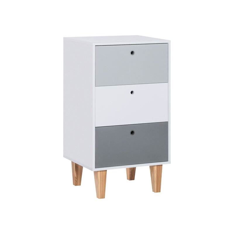 Commode Concept multicolore 3 tiroirs avec pieds en frêne