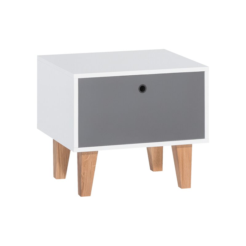 Table de chevet Concept mono-tiroir avec pieds en frêne