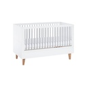Lit bébé Concept blanc à barreaux gris clair, 70x140 cm, convertible en lit enfant