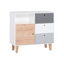 Commode Concept junior multicolore à trois tiroirs, un placard et une niche