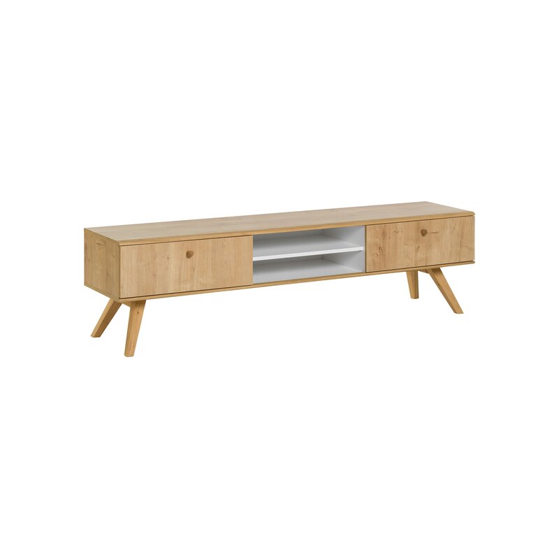 Meuble TV Nature de style scandinave à deux tiroirs et une étagère
