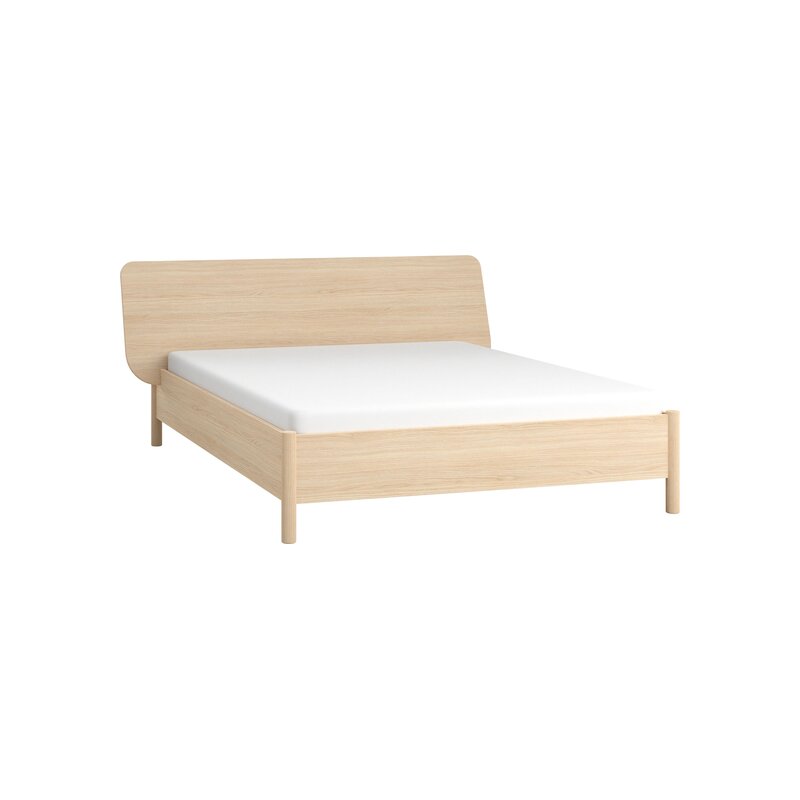 Lit OMM 160x200 avec tête de lit large et inclinée - lit 2 personnes de style japandi