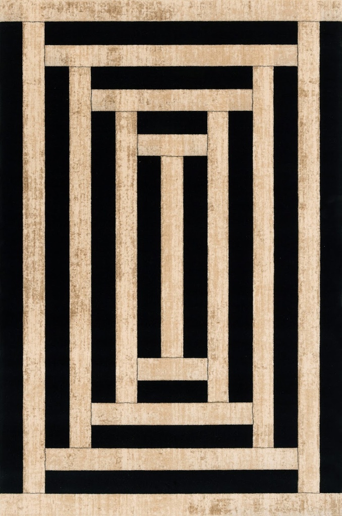 Tapis en laine AGNUS-B ART DÉCO I crème à motifs géométriques rectangulaires
