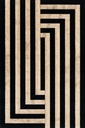 Tapis en laine AGNUS-B ART DÉCO II à entrelacs de lignes noires et beiges