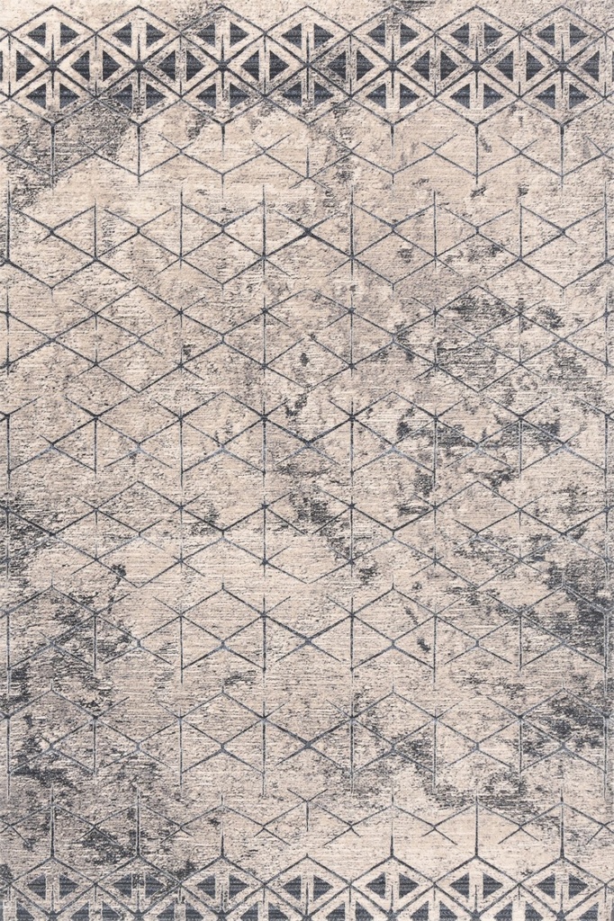 Tapis en laine AGNUS-B BATEJA beige, motif géométrique de style contemporain industriel