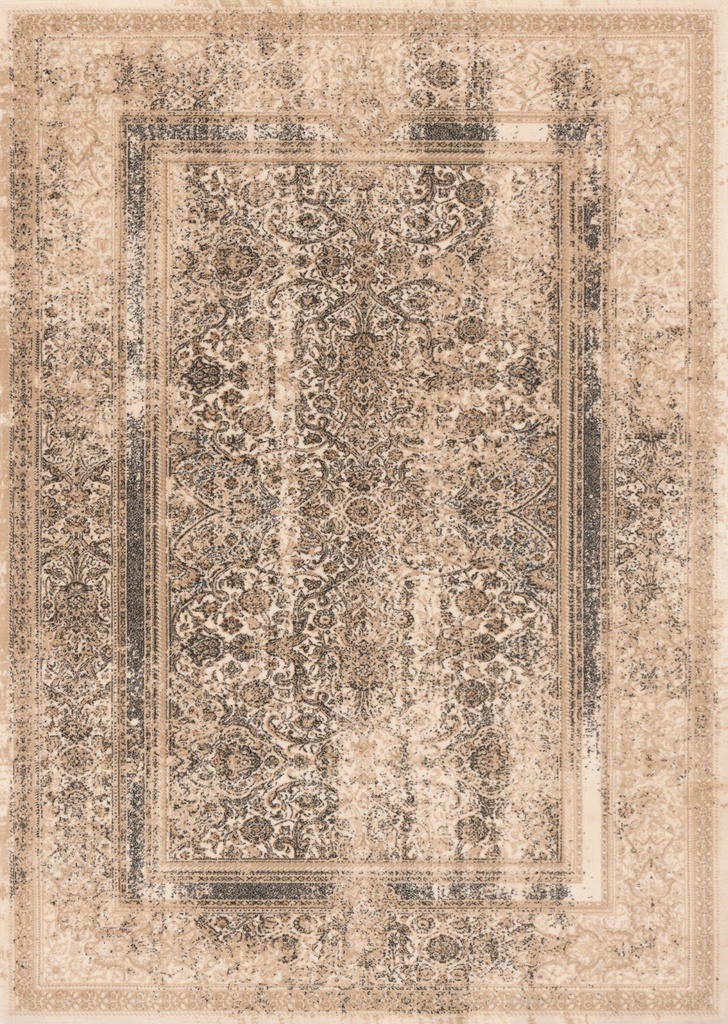 Tapis en laine AGNUS-B BERAT crème à motifs floraux d'inspiration persane