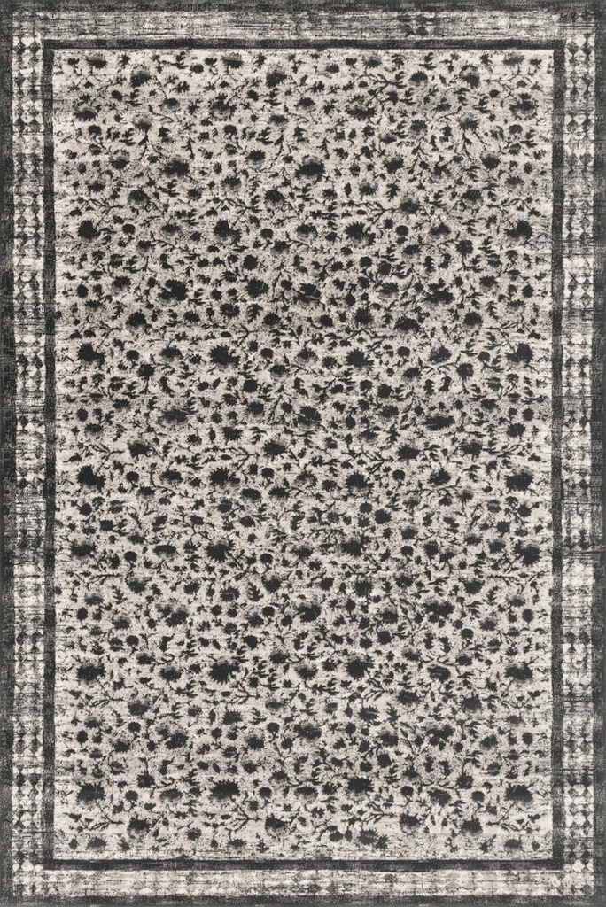 Tapis en laine AGNUS-B CLASSIC graphite, motif floral
