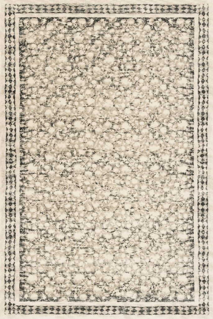 Tapis en laine AGNUS-B CLASSIC gris, motif floral